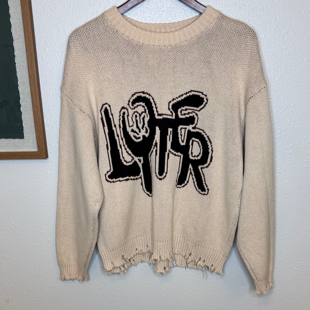 LOITER Rodeo Knit Sweater Men’s XS | Graphic Distressed Streetwear Pullover - Picture 2 of 15